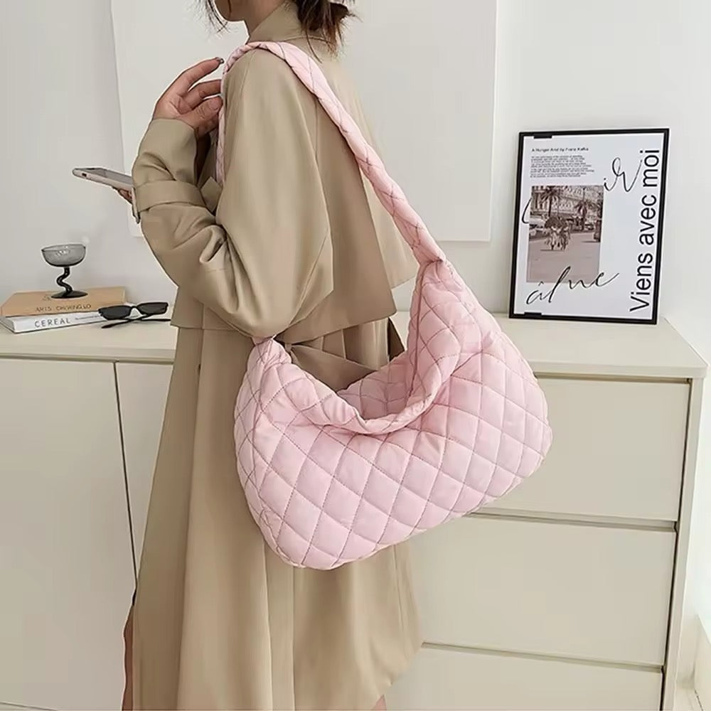 Gepolsterade Ballerina Extra Large Puffer Tote Crossbody Gepolsterad Axelväska