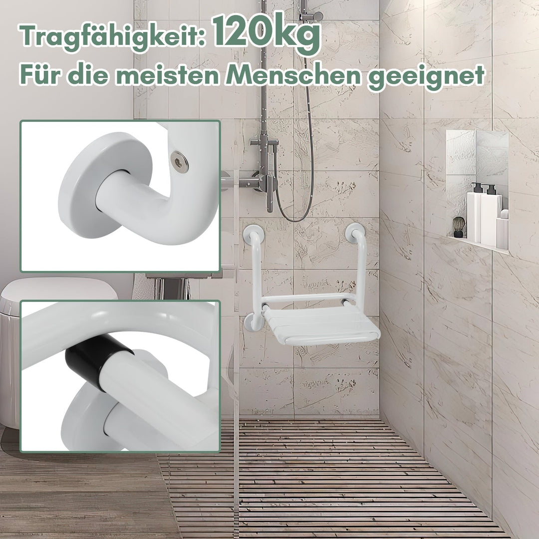 Fällbar Duschklappsitz med Armstöd Väggmontering | Karnz