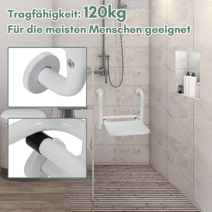 Fällbar Duschklappsitz med Armstöd Väggmontering | Karnz
