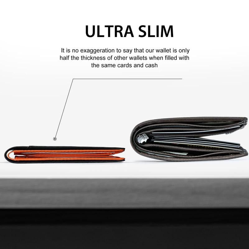 Slim RFID-plånbok för herrar | Kortfodral i läder | Svart