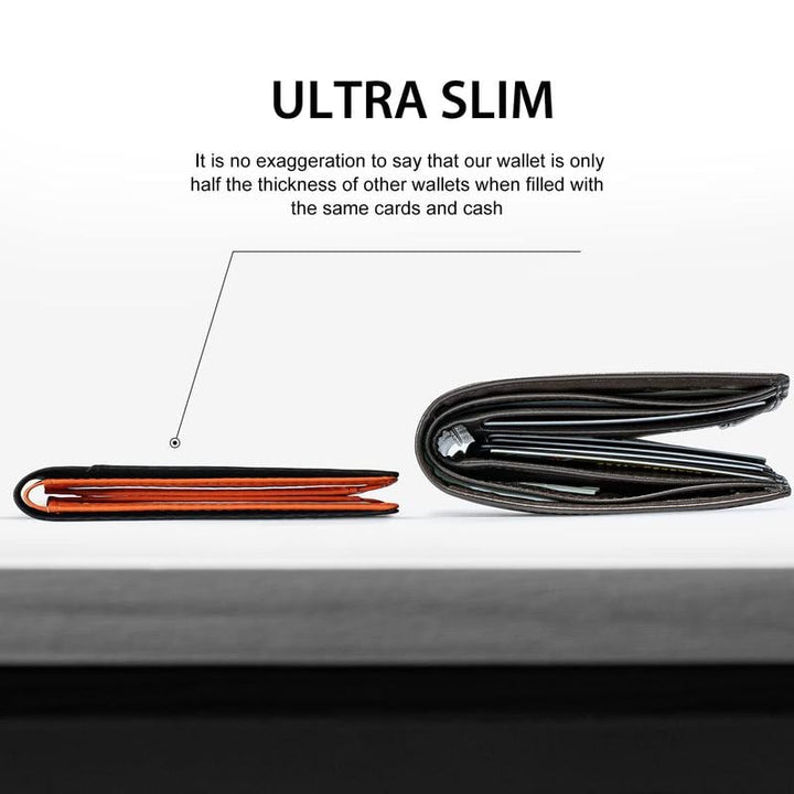 Slim RFID-plånbok för herrar | Kortfodral i läder | Svart