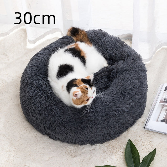 Hemra Rund kattbädd i mjukt tyg – från 30 till 100 cm i diameter