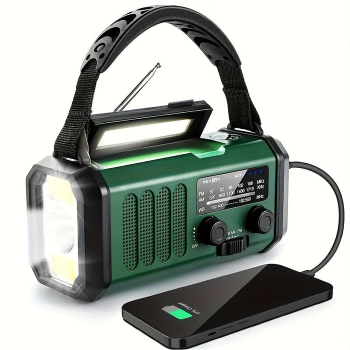 Karnz | StormMate X10 Nödradio med 10.000 mAh Powerbank | Sol, Vevar & USB-C | LED-lampa, SOS-larm & Kompass | AM/FM/NOAA