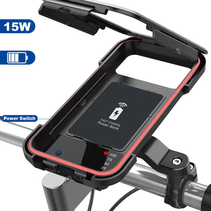 15W Powerbank-Vattentålig hållare för cykelstyret