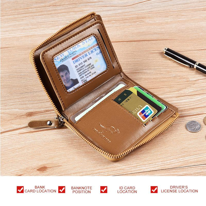 Karnz | Herrplånbok med dragkedja i äkta läder ( RFID-SKYDDAD )