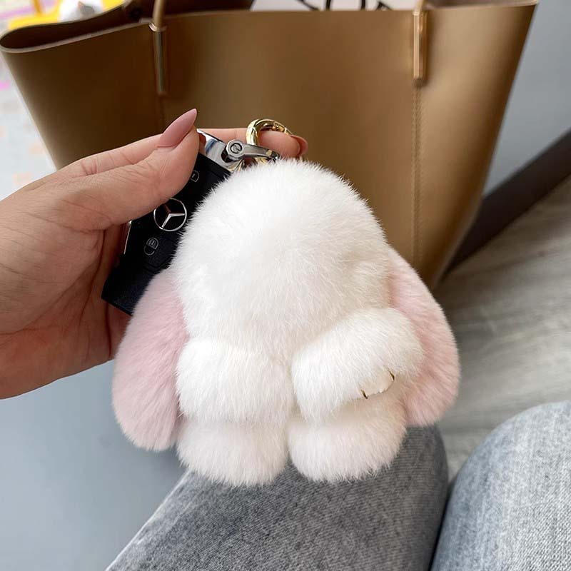 Handgjorda nyckelringar med mjuk kanin-pompon (Box-utgåvan)