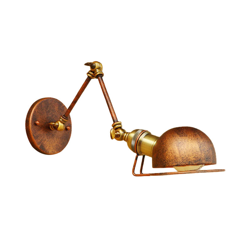 Vintage Industriell Skål Vägglampa 1 Ljus Järn Vägglampa med Svängbar Arm i Svart/Metall