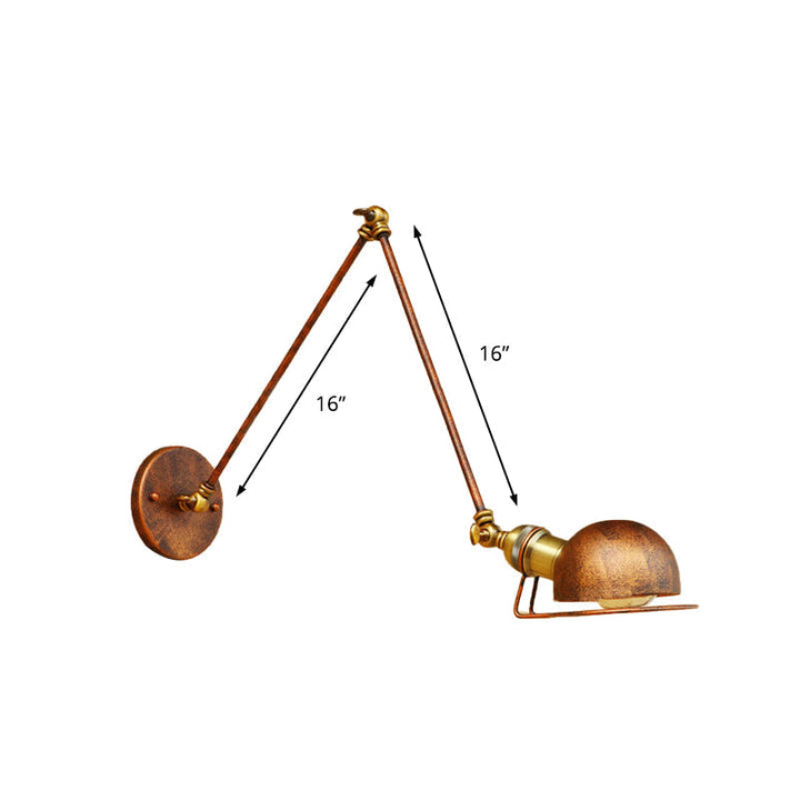 Vintage Industriell Skål Vägglampa 1 Ljus Järn Vägglampa med Svängbar Arm i Svart/Metall