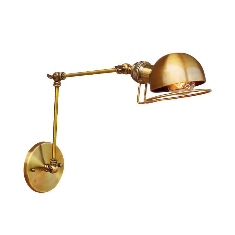 Vintage Industriell Skål Vägglampa 1 Ljus Järn Vägglampa med Svängbar Arm i Svart/Metall