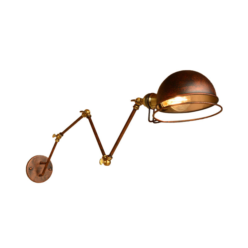 Vintage Industriell Skål Vägglampa 1 Ljus Järn Vägglampa med Svängbar Arm i Svart/Metall