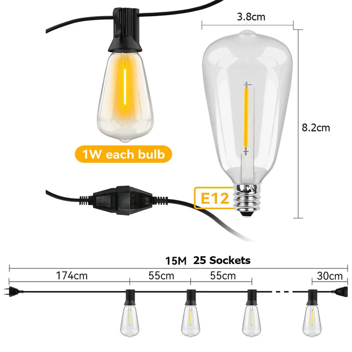 Karnz | Väderbeständig LED-ljusslinga
