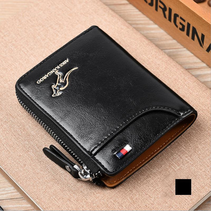 Karnz | Herrplånbok med dragkedja i äkta läder ( RFID-SKYDDAD )