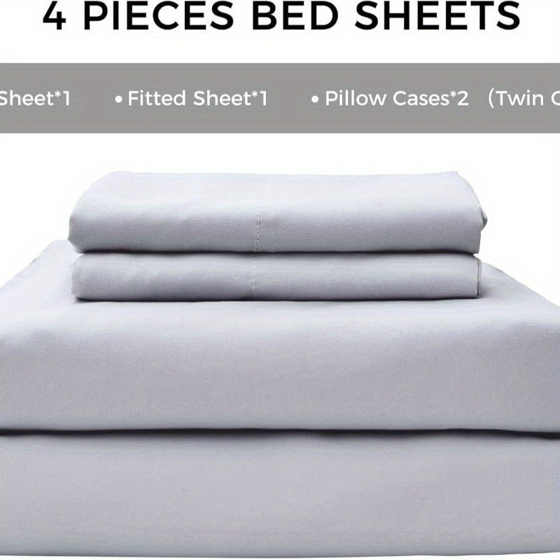4-delat mjukt svalt sänglakan för queen-size: 14" djupa fickor, lyxig hotellkvalitet, krymp- och blekningsbeständig, lättskött sänglakan-set | Karnz