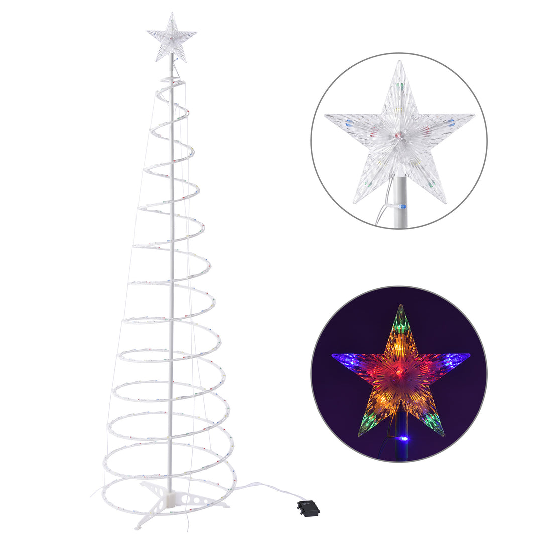 Upplyst spiralgran med stjärna