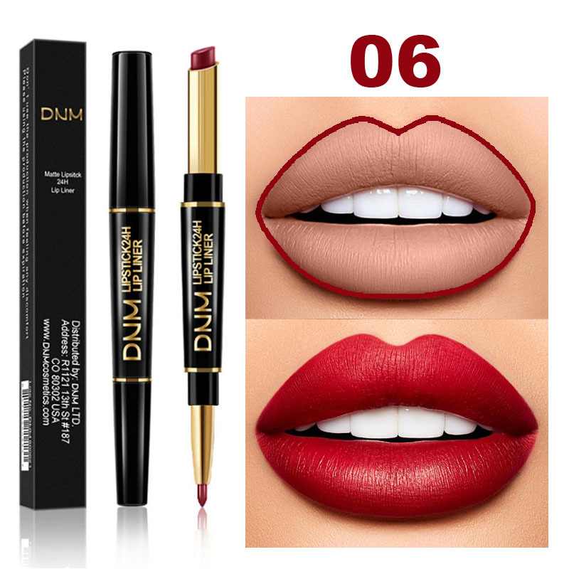 Karnz | 2-i-1 Dubbel Läppstift &amp; Konturstift | Matt Textur &amp; Långvarig Finish | Högt Pigmenterad &amp; Vattenfast | 12 Färgvarianter för Precision-Makeup
