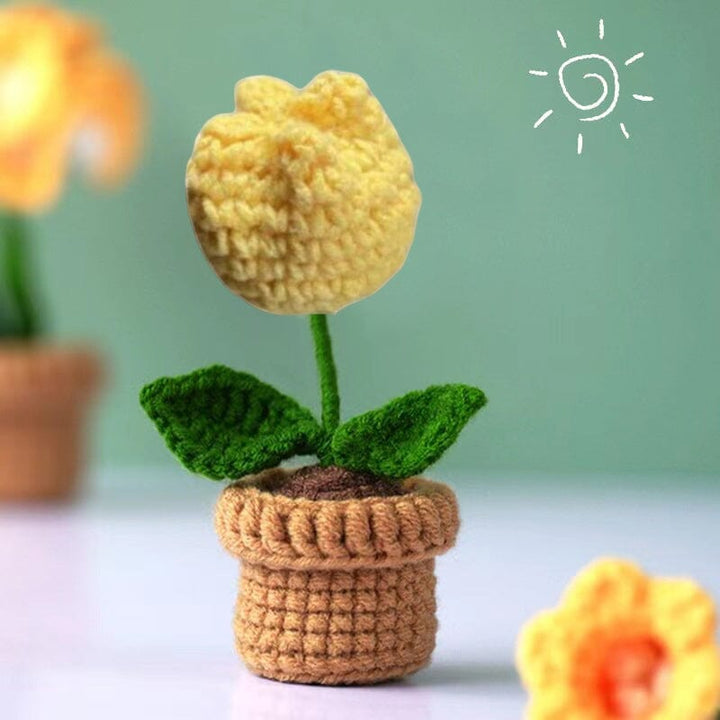 Handgjorda stickade blommor