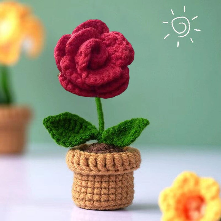 Handgjorda stickade blommor