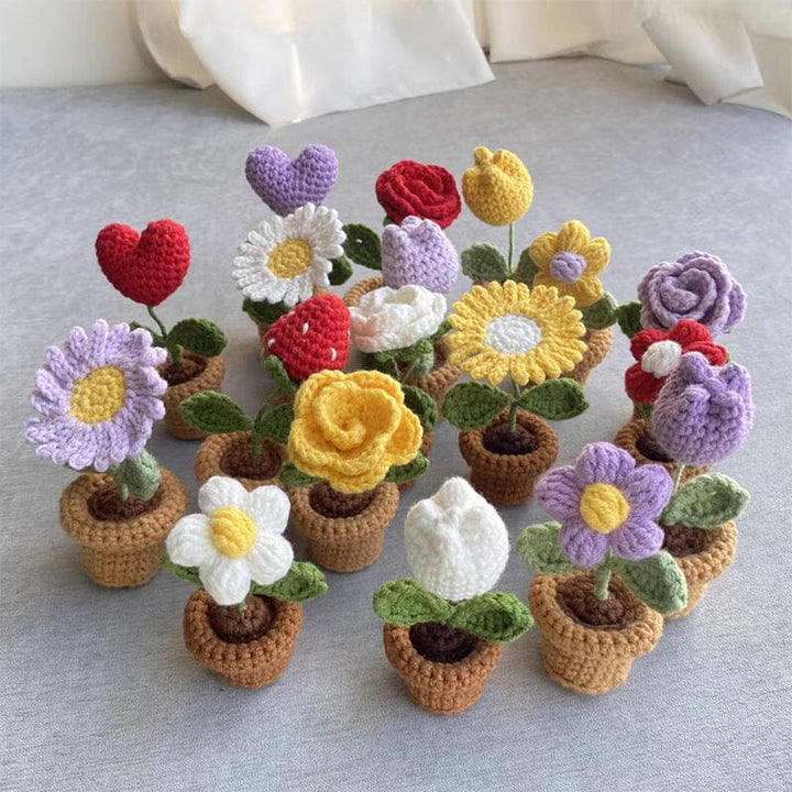 Handgjorda stickade blommor
