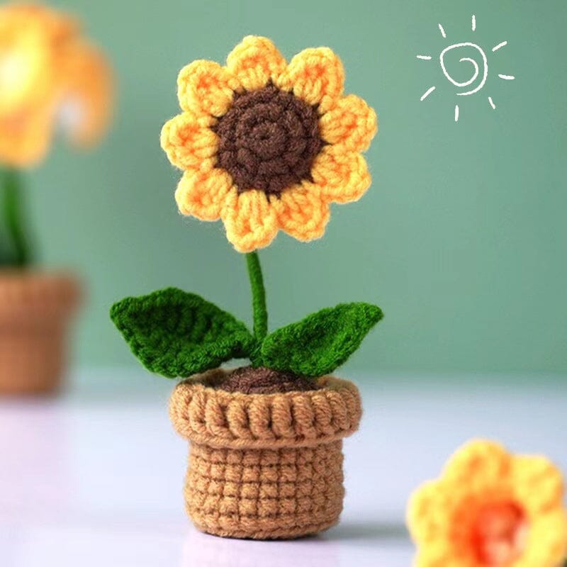 Handgjorda stickade blommor
