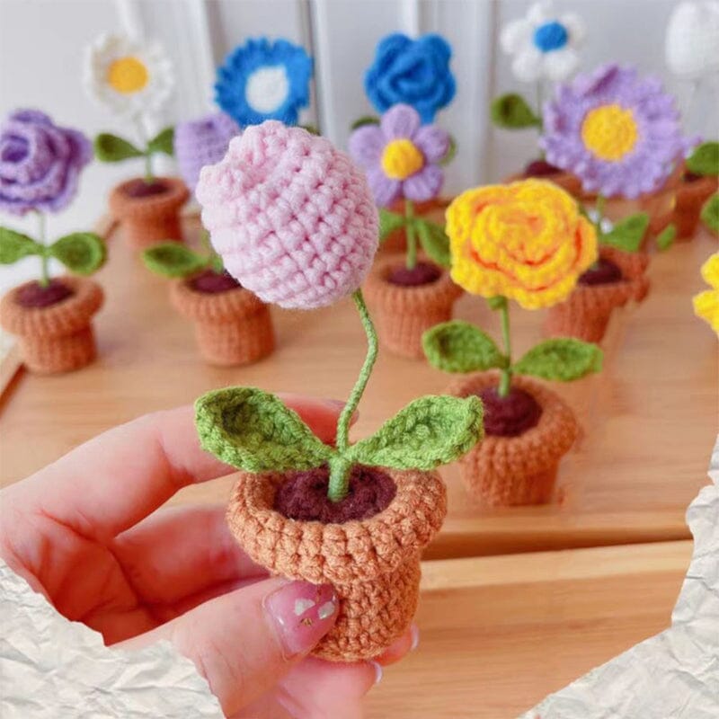 Handgjorda stickade blommor