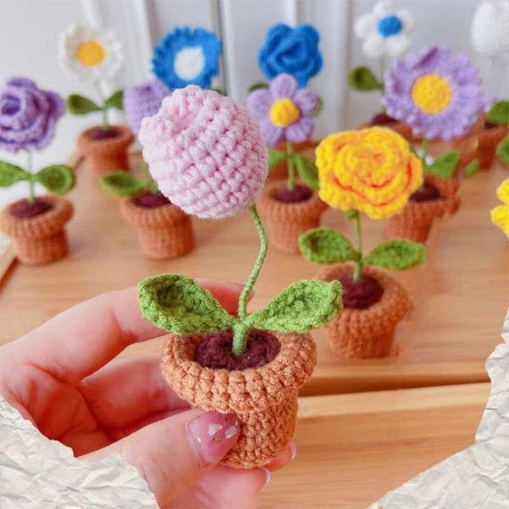 Handgjorda stickade blommor
