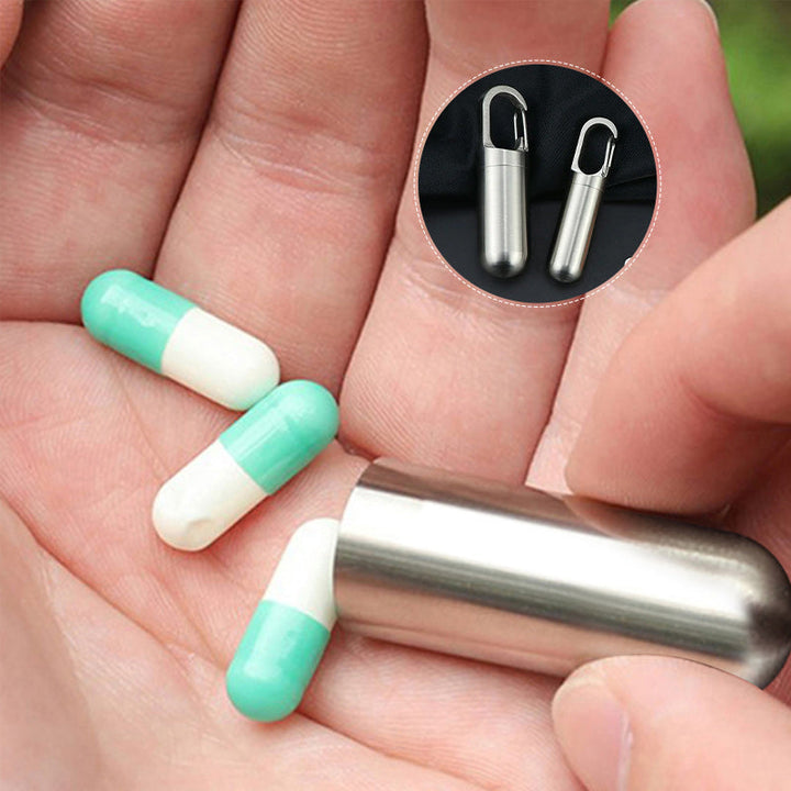 Bärbar medicinförpackning i rostfritt stål