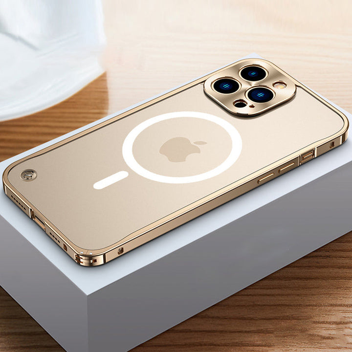 Magnetisk laddningsfodral med metallram för iPhone