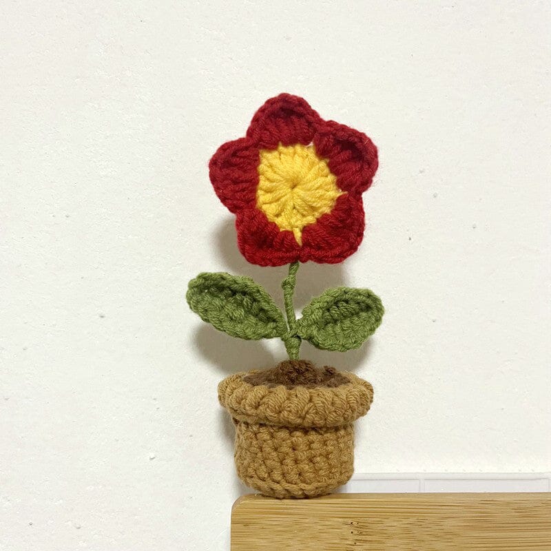 Handgjorda stickade blommor