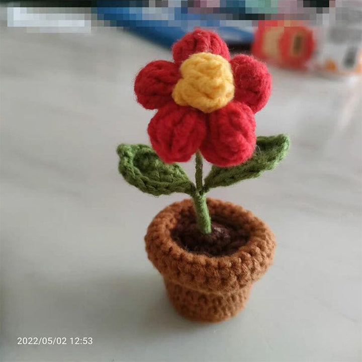 Handgjorda stickade blommor