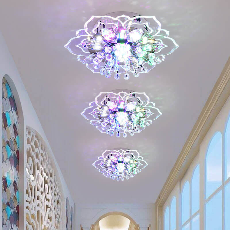 Karnz GlowPetal | LED Kristall Taklampa | Blomform, RGB Färgväxling &amp; energieffektiv