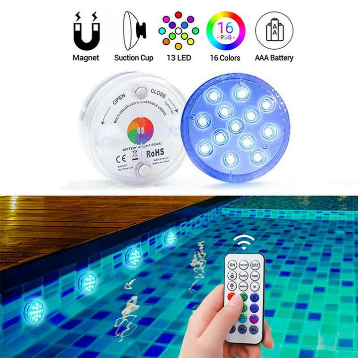 Vattentätt LED-ljus med magnetisk sug och fjärrkontroll