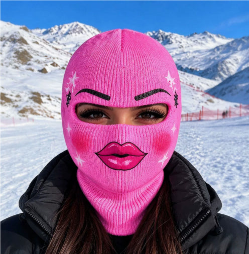 Balaklava med roligt tryck – mjuk skidmask i one size
