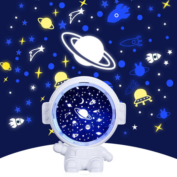Stjärnprojektor med astronaut, stjärnhimmel och nattlampa för barn