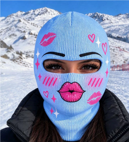 Balaklava med roligt tryck – mjuk skidmask i one size