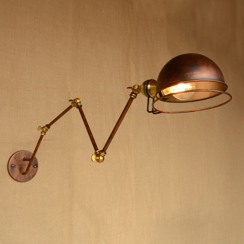 Vintage Industriell Skål Vägglampa 1 Ljus Järn Vägglampa med Svängbar Arm i Svart/Metall