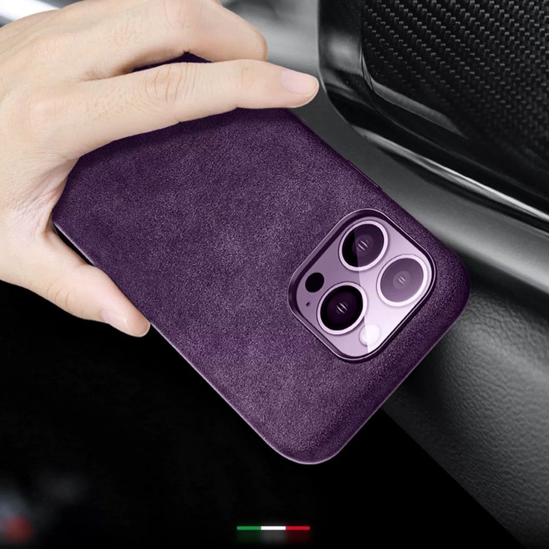 Italienskt Alcantara-magnetfodral för iPhone