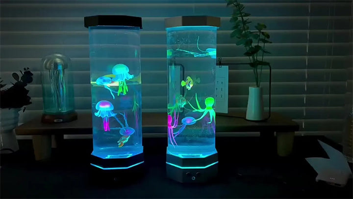 Manetlampa med blått ljus