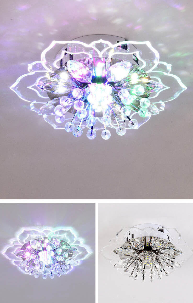 Karnz GlowPetal | LED Kristall Taklampa | Blomform, RGB Färgväxling &amp; energieffektiv