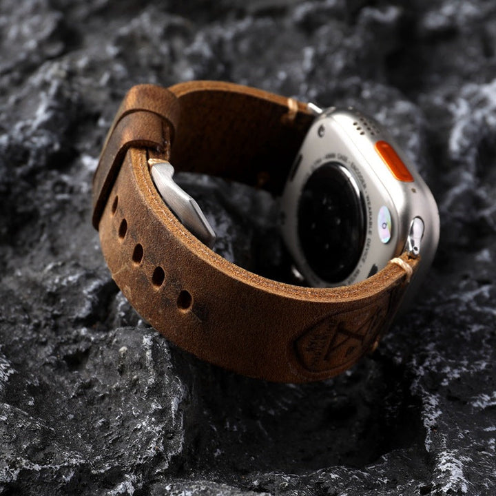 Handgjort Vintage Läder-Apple-Watch-Armband