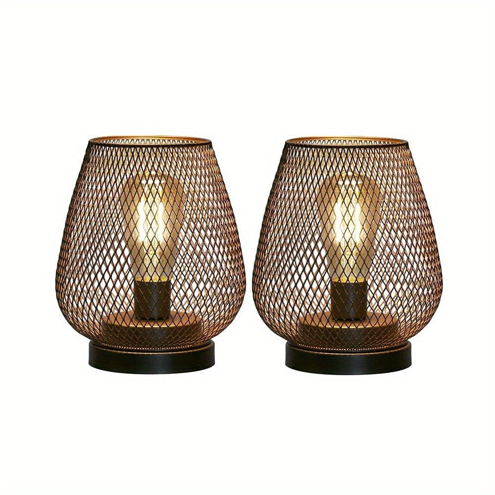 Sandsberg | Atmosfäriska Bordslampor | Varmt Ljus i Metallgaller-Design | 2-pack
