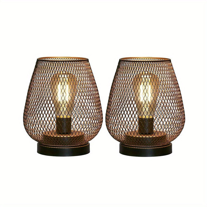 Sandsberg | Atmosfäriska Bordslampor | Varmt Ljus i Metallgaller-Design | 2-pack