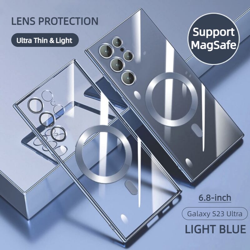 Transparent lyxbeläggning magnetiskt skal för Samsung