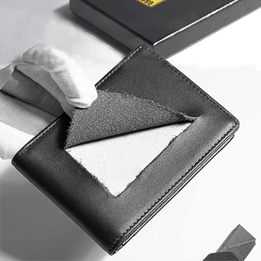 Slim RFID-plånbok för herrar | Kortfodral i läder | Svart