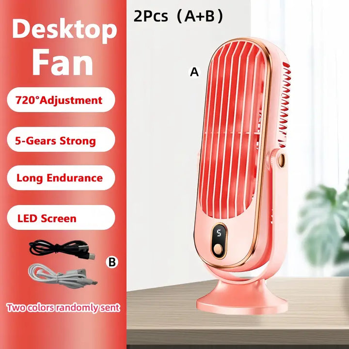 Bärbar Mini-Luftkylare med USB-laddning – 5 hastigheter &amp; 720° rotation | Karnz