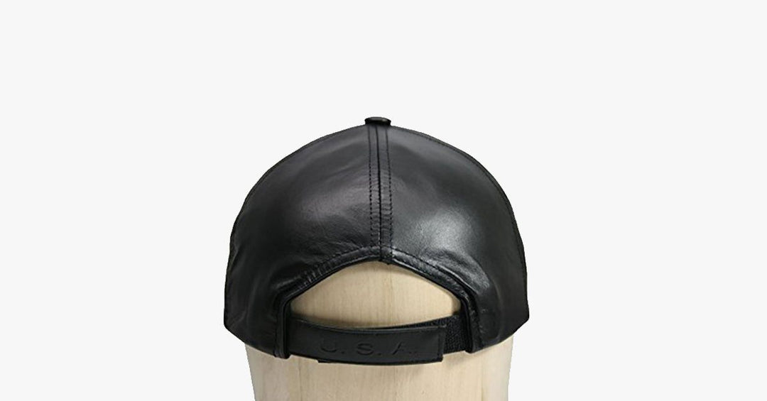 Svart läder justerbar baseballkeps | Karnz