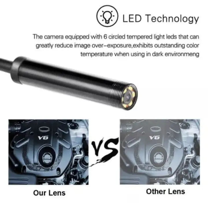 3-i-1 USB Endoskopkamera – Vattentät, Flexibel med 6 LED-lampor