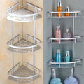3-Tier Aluminium Badkarshörnskåp – Silver Karnz