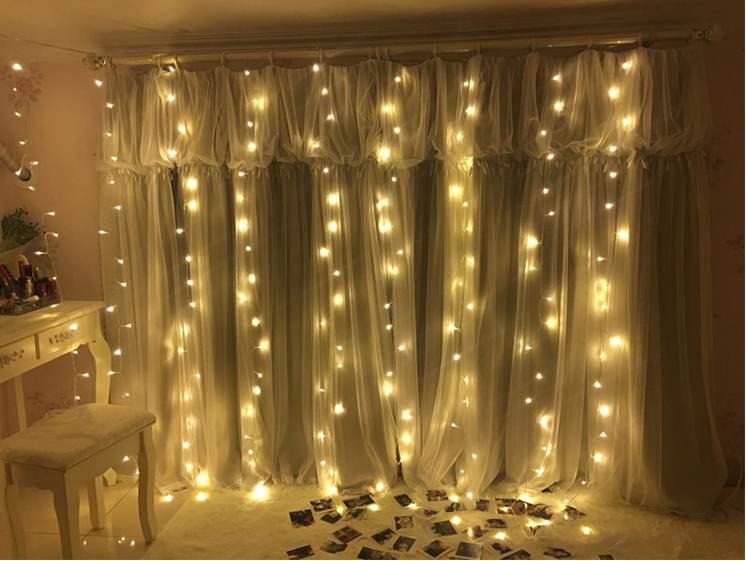 LED-ljusgardin 3 × 3 m med 304 lampor