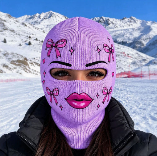 Balaklava med roligt tryck – mjuk skidmask i one size