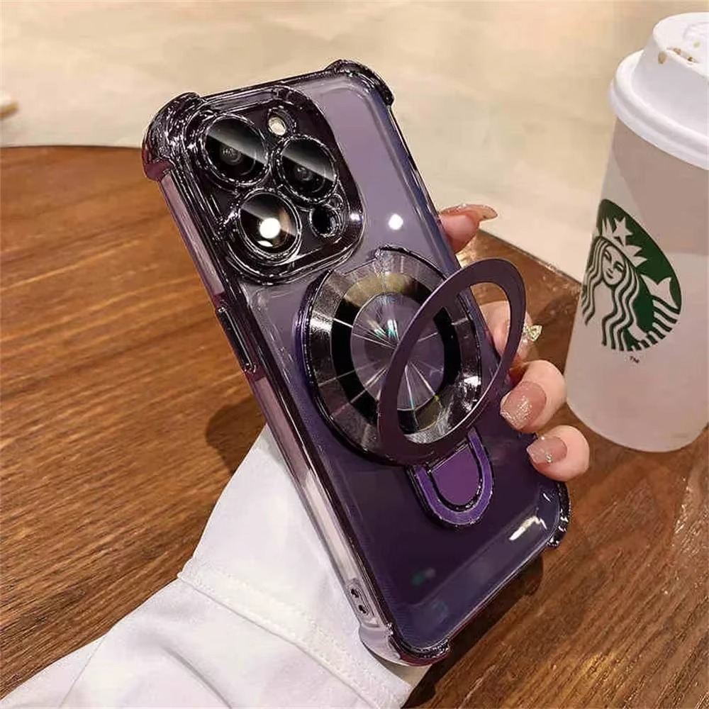 Högkvalitativ magnetisk iPhone-fodral med MagSafe-stativ och stötskydd